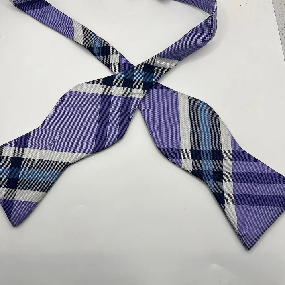 IZOD Bow‎ Neck Tie Purple Check Plaid